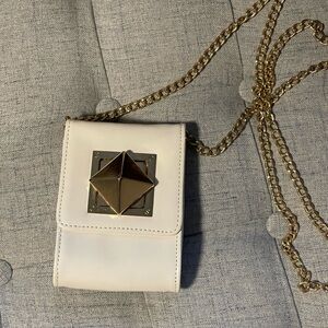 White Mini Bag with Gold Chain